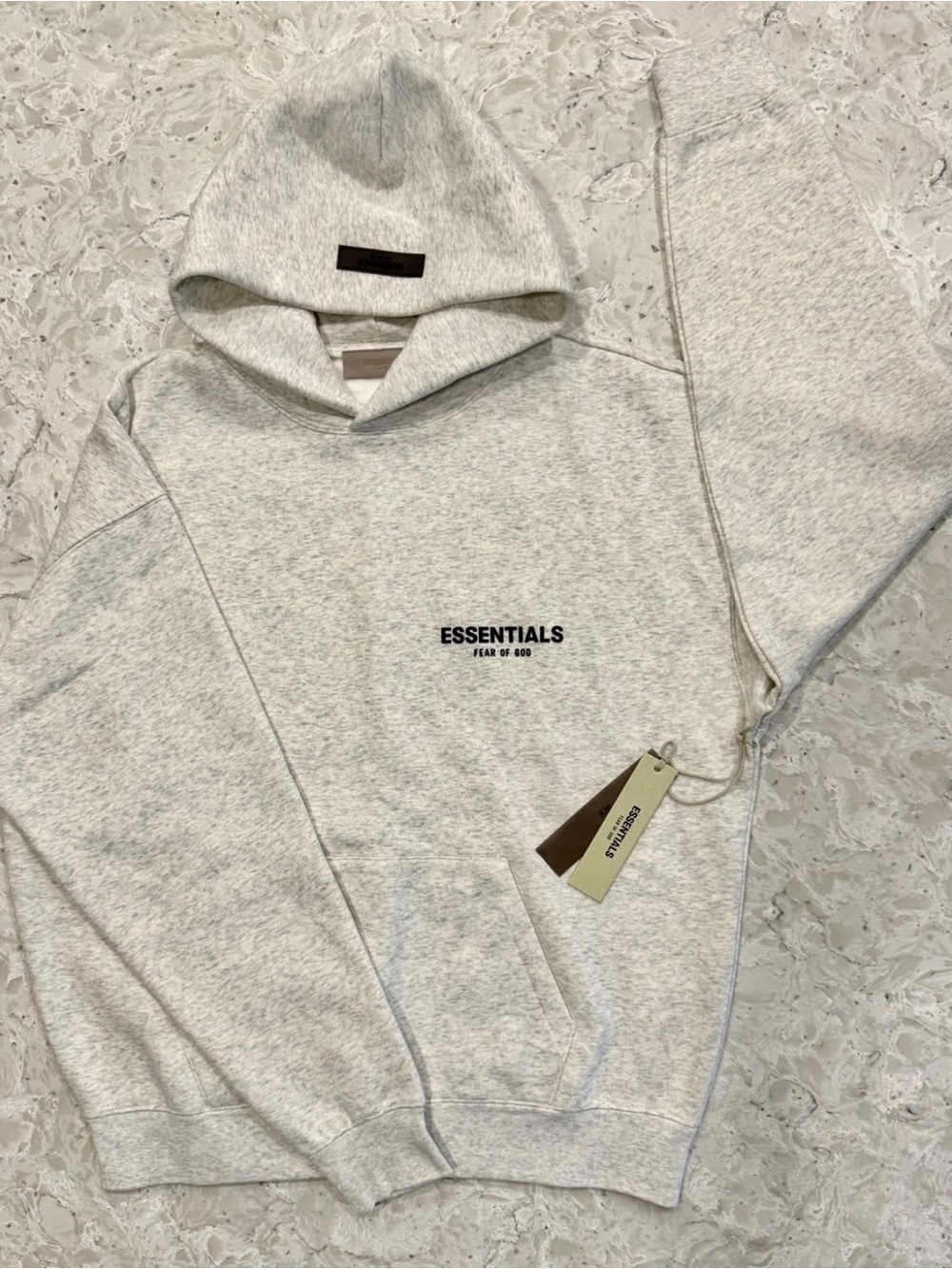 Essentials Light Oatmeal Pullover Hoodie with Chest Logo